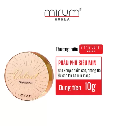Phấn phủ siêu mịn che khuyết điểm cao, chống tia UV cho làn da mịn màng Mirum – Mirum velvet skin finish pact SPF30/PA+++